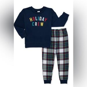 JOYSPUN Toddler 3T Christmas Holiday Crew Plaid & Blue pajama set NWT